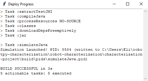 Console window of the deployment progress