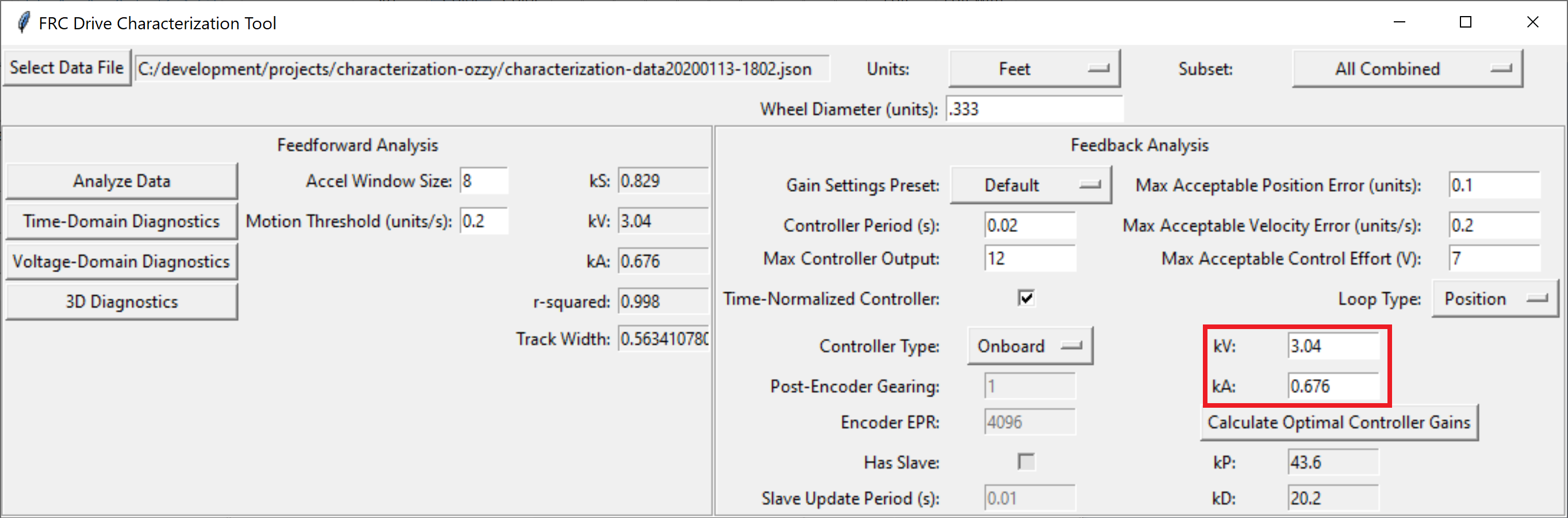 Entering known acceleration and velocities