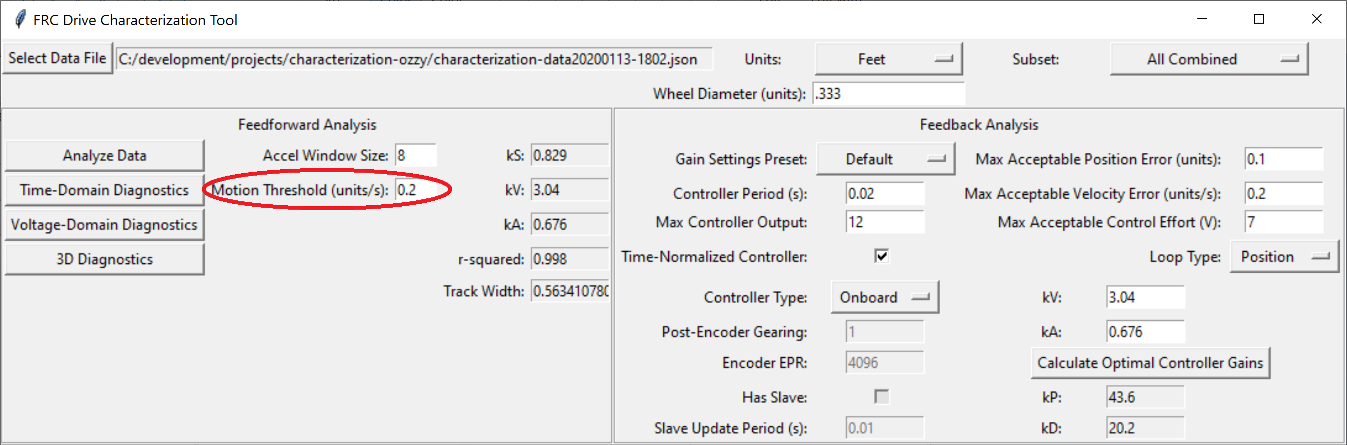 Motion threshold selector