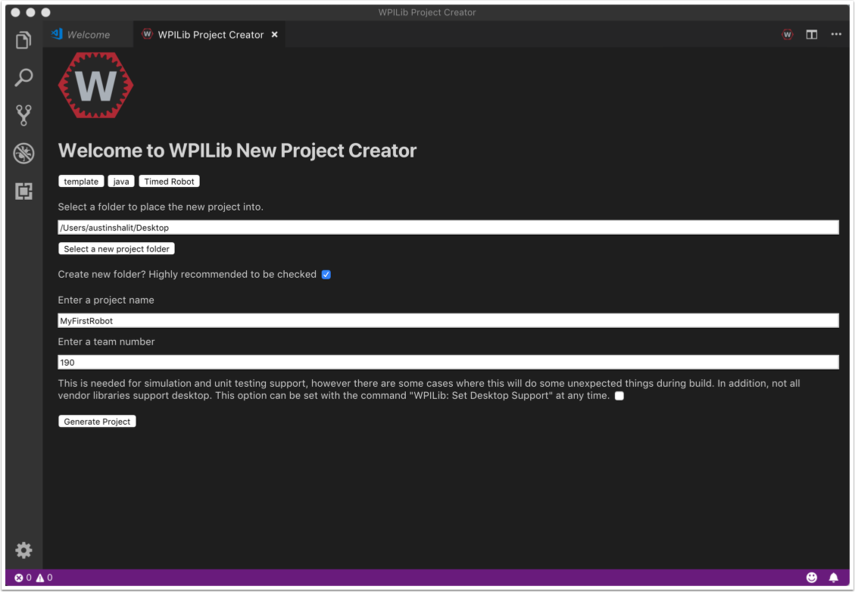 New Project Configured