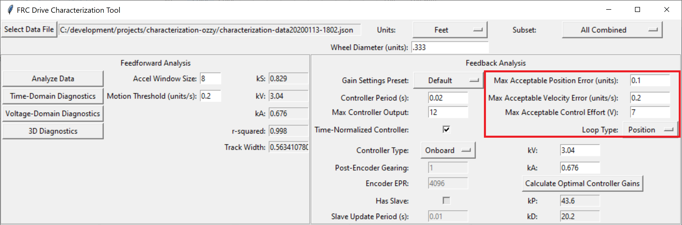 Entering optimality criteria for the feedback controller