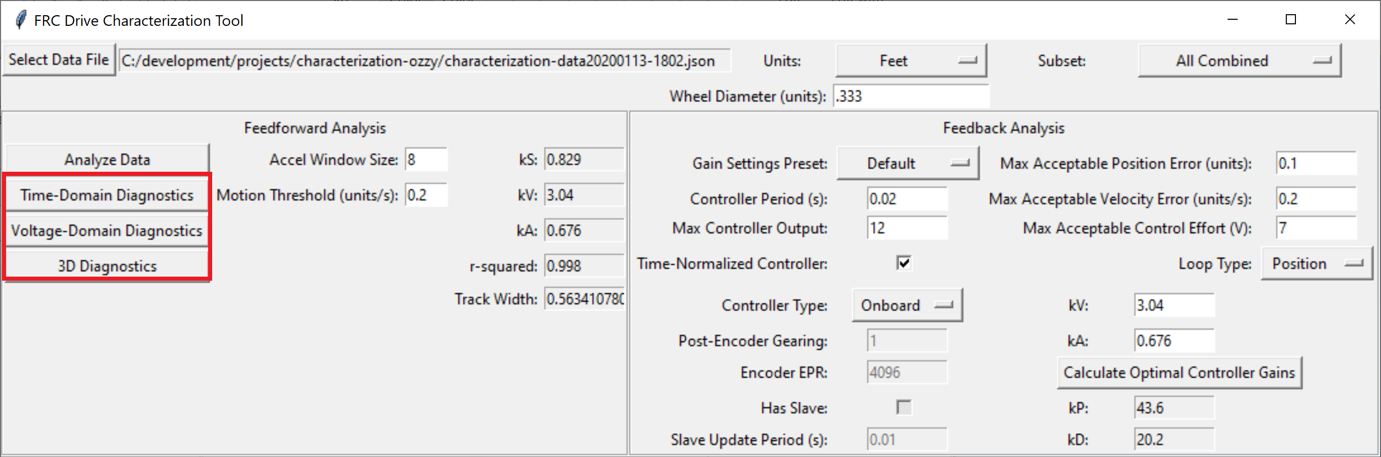 Picture of the diagnostic plot buttons