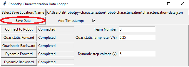Saving the test data