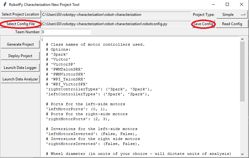 Saving the configuration file