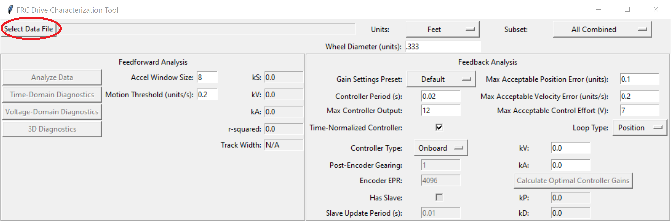 Selecting the existing data file