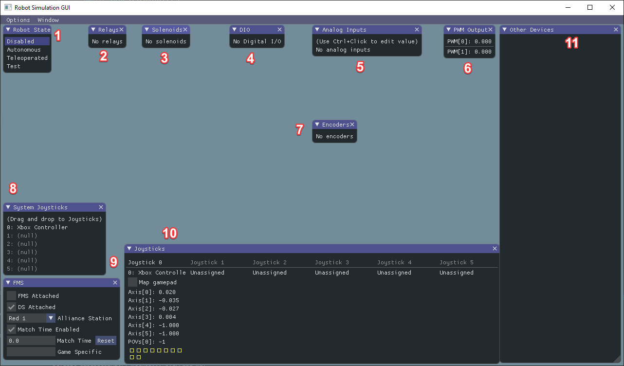 Simulation graphical user interface but with labels